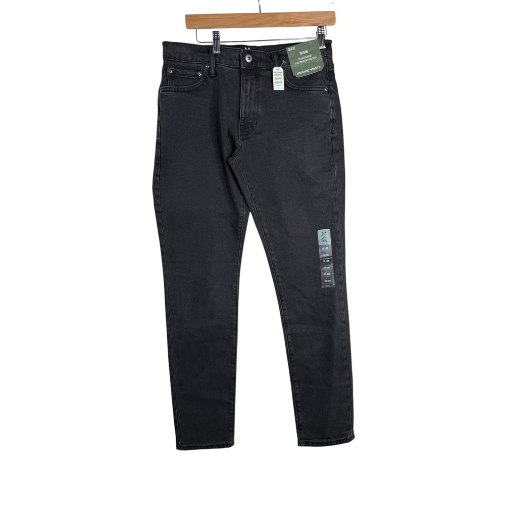 NWT Mutual Weave Men's The Slim Black Rinse Abrasion Jeans Size‎ 30X32
